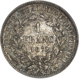 IIIe République (1870-1940). 1 franc Cérès, petit A 1872, A, Paris.