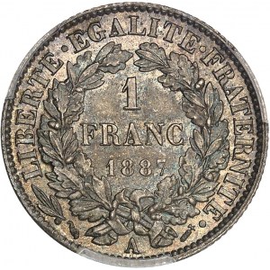 IIIe République (1870-1940). 1 franc Cérès 1887, A, Paris.