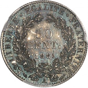 IIIe République (1870-1940). 50 centimes Cérès 1881, A, Paris.