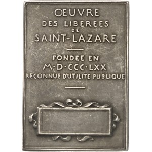 IIIe République (1870-1940). Plaquette, l’œuvre des libérées de Saint Lazare, par O. Roty ND (c.1880), Paris.