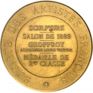 IIIe République (1870-1940). Médaille d’Or, Société des Artistes Français, 2e classe de sculpture à A. L. V. Geoffroy, par J.-B. Daniel-Dupuis 1889, Paris.