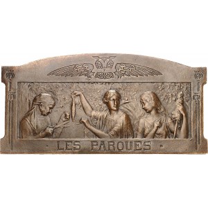 IIIe République (1870-1940). Plaque, fonte de bronze uniface, les Parques, par P. Lenoir ND (c.1911), Paris.
