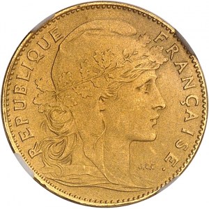 IIIe République (1870-1940). Essai-piéfort de 10 francs Marianne, flan bruni et mat (PROOF MATTE) 1899, Paris.