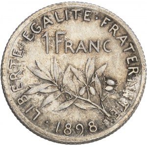 IIIe République (1870-1940). Présérie de 1 FRANC Semeuse 1898, Paris.