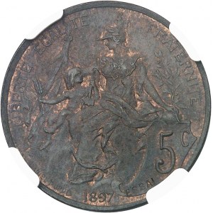 IIIe République (1870-1940). Essai de 5 centimes Daniel-Dupuis, daté avec ESSAI en creux 1897, Paris.