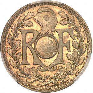 IIIe République (1870-1940). Essai de 25 centimes Lindauer, grand module, non perforé, en bronze-aluminium 1914, Paris.