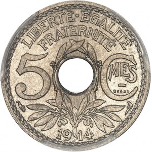 IIIe République (1870-1940). Essai de 5 centimes Lindauer 1914, Paris.