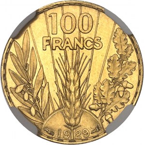 IIIe République (1870-1940). Essai de 100 francs, concours de 1929, par Lucien Bazor, Flan bruni (PROOF) 1929, Paris.