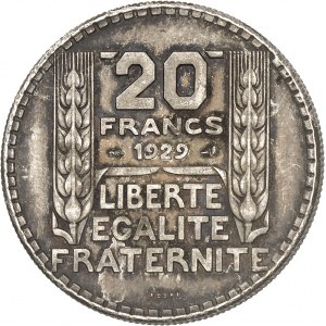 IIIe République (1870-1940). Essai uniface de revers de 20 francs Turin 1929, Paris.