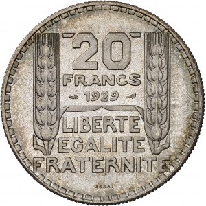 IIIe République (1870-1940). Essai de 20 francs Turin, Frappe spéciale (SP) 1929, Paris.