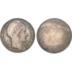 IIIe République (1870-1940). Paire d’essais unifaces de 10 francs Turin, en argent, avers et revers 1929, Paris.