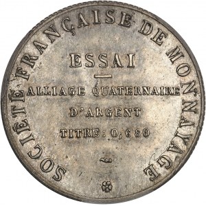 IIIe République (1870-1940). Essai quaternaire d’alliage, type Génie, de la Société Française de Monnayage, frappe spéciale (SP) ND, Paris.