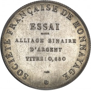 IIIe République (1870-1940). Essai binaire d’alliage, type Génie, de la Société Française de Monnayage, frappe spéciale (SP) ND, Paris.