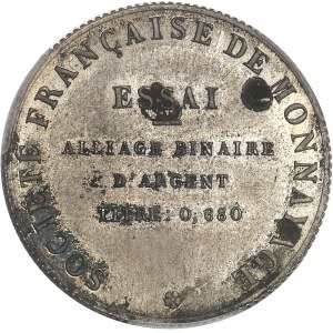 IIIe République (1870-1940). Essai binaire d’alliage, type Génie, de la Société Française de Monnayage, sans différent, frappe spéciale (SP) ND, Paris.