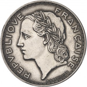 IIIe République (1870-1940). Essai de 5 francs Lavrillier en argent 1933, Paris.