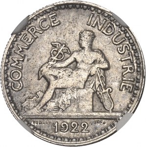 IIIe République (1870-1940). Épreuve de 50 centimes Chambres de commerce, en argent 1922, Paris.