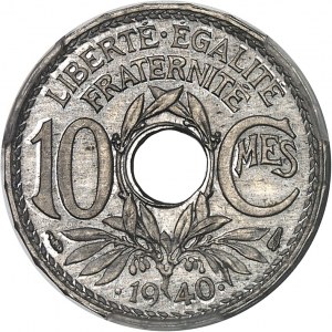 IIIe République (1870-1940). Essai de 10 centimes Lindauer, date avec points, en aluminium 1940, Paris.