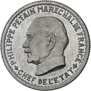 État Français (1940-1944). Essai de 10 francs Pétain grand module, par Bazor et Vézien 1943, Paris.