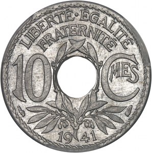 État Français (1940-1944). Épreuve de 10 centimes Lindauer, en aluminium, Frappe spéciale (SP) 1941, Paris.