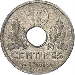 État Français (1940-1944). Essai de 10 centimes en maillechort 1941, Paris.