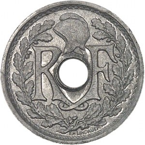 Gouvernement provisoire de la République française (1944-1946). Épreuve sans le mot ESSAI de 10 centimes Lindauer, petit module, en aluminium 1946, Paris.