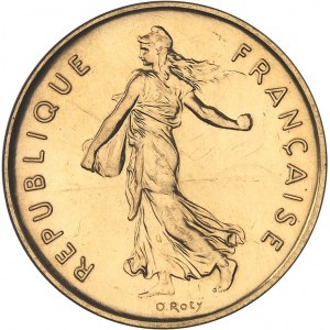 Ve République (1958 à nos jours). Piéfort de 5 francs Semeuse, Frappe spéciale (SP) 1973, Paris.