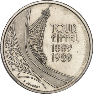 Ve République (1958 à nos jours). Présérie de 5 francs Tour Eiffel, centenaire de l’Exposition universelle de 1889, sans ESSAI, les listels larges et coin non poli 1989, Pessac.