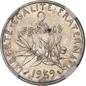 Ve République (1958 à nos jours). Essai de 2 francs Semeuse 1959, Paris.