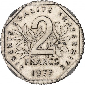 Ve République (1958 à nos jours). Présérie de 2 francs Semeuse, de poids 7,5 g 1977, Pessac.