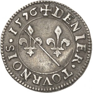 Dombes, Louis II de Bourbon-Montpensier (1560-1582). Essai du denier tournois en argent 1576, Trévoux.