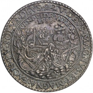 Élisabeth Ire (1558-1603). Médaille satirique, défaite de l’Armada espagnole, par G. van Bylaer 1588, Dordrecht.