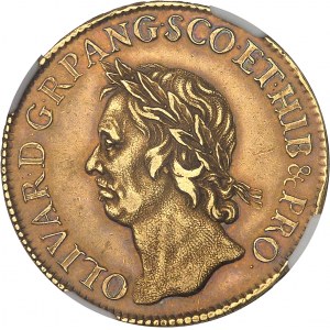 Oliver Cromwell (1653-1658). 50 shillings, essai par T. Simon 1656, Londres.