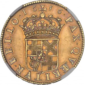 Oliver Cromwell (1653-1658). 50 shillings, essai par T. Simon 1656, Londres.