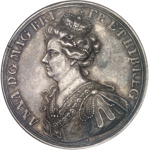 Anne (1702-1714). Médaille, victoire sur les Français à la bataille d’Audenarde, par John Croker 1708, Londres.