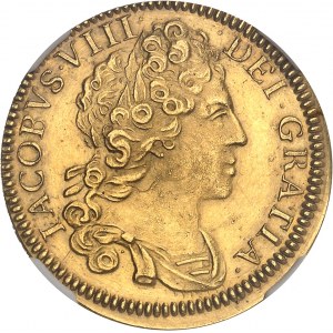 Écosse, Jacques François Stuart (VIII), prétendant (1701-1766). Guinée, frappe postérieure en Or, par Matthew Young 1716 (1828).