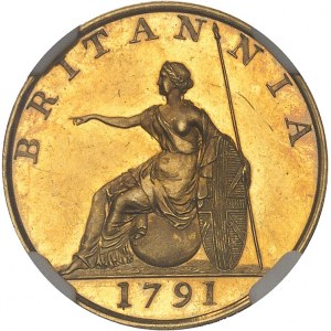 Georges III (1760-1820). Essai de 6 pence en Or, par J.-P. Droz (non signé), Flan bruni (PROOF) 1791, Soho ?