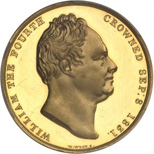 Guillaume IV (1830-1837). Médaille d’Or, couronnement de Guillaume IV et d’Adélaïde, Flan bruni (PROOF) 1831, Londres.