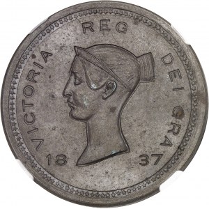 Victoria (1837-1901). Essai de la couronne (crown) par Bonomi, en bronze, coins non terminés et tranche lisse 1837 [1893], Londres (Pinches).