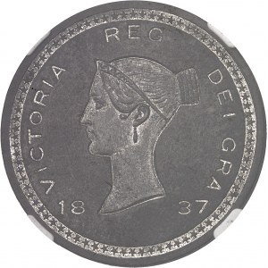Victoria (1837-1901). Essai de la couronne (crown) par Bonomi, en plomb, tranche lisse 1837 [1893], Londres (Pinches).