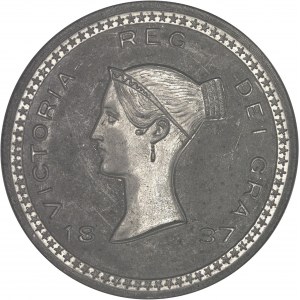 Victoria (1837-1901). Essai de la couronne (crown) par Bonomi, en métal blanc, tranche striée 1837 [1893], Londres (Pinches).