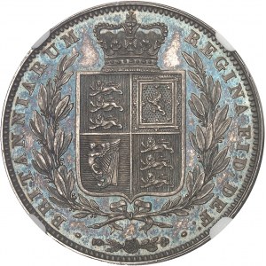Victoria (1837-1901). Demi-couronne (Half crown), frappe monnaie, Flan bruni (PROOF) 1839, Londres.