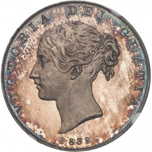 Victoria (1837-1901). Demi-couronne (Half crown), frappe médaille, Flan bruni (PROOF) 1839, Londres.