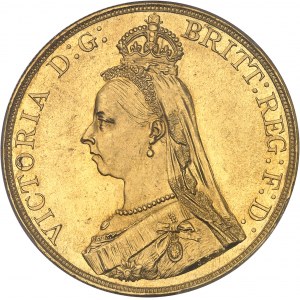 Victoria (1837-1901). 5 livres (5 pounds), jubilé de la Reine 1887, Londres.