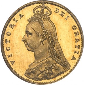 Victoria (1837-1901). Demi-souverain, jubilé de la Reine, Flan bruni (PROOF) 1887, Londres.