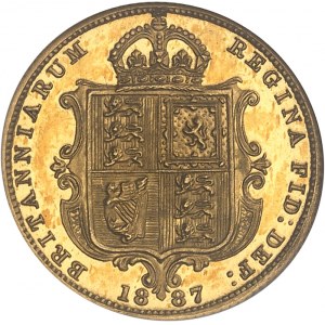 Victoria (1837-1901). Demi-souverain, jubilé de la Reine, Flan bruni (PROOF) 1887, Londres.