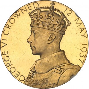 Georges VI (1936-1952). Médaille d’Or, couronnement du Roi Georges VI et d’Élisabeth, par Percy Metcalf, Flan bruni (PROOF) 1937, Londres.