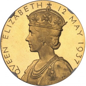 Georges VI (1936-1952). Médaille d’Or, couronnement du Roi Georges VI et d’Élisabeth, par Percy Metcalf, Flan bruni (PROOF) 1937, Londres.