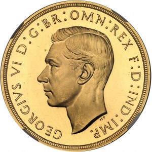 Georges VI (1936-1952). 5 livres (5 pounds), Flan bruni (PROOF) 1937, Londres.