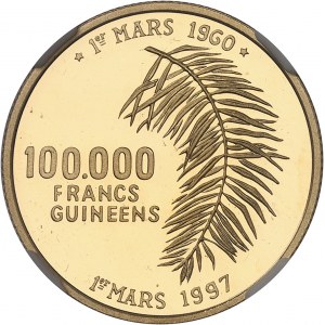 République de Guinée (depuis 1958). 100.000 francs Or, Flan bruni (PROOF) 1997.