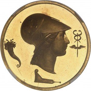 Georges III (1760-1820). Médaille d’Or, prix de mathématiques du collège de la Honourable East India Company d’Haileybury, par T. Wyon (non signée), Flan bruni (PROOF) ND (c.1808), Londres.